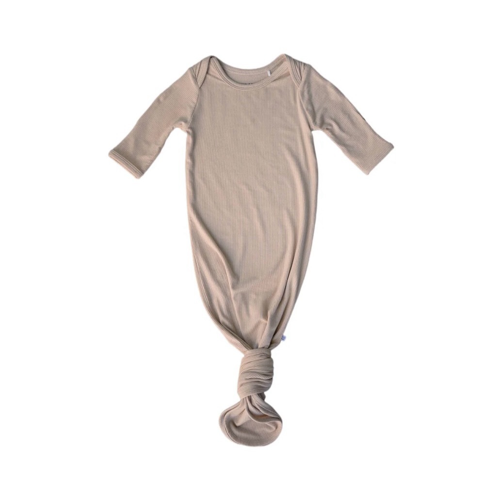 Everyday Leisure Bamboo Baby Knotted Gown | Neutral Beige Newborn 0–6M | NWT